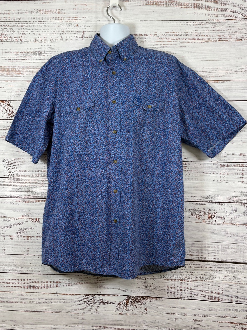 Wrangler George Strait Blue Floral Shirt Sleeve Shirt